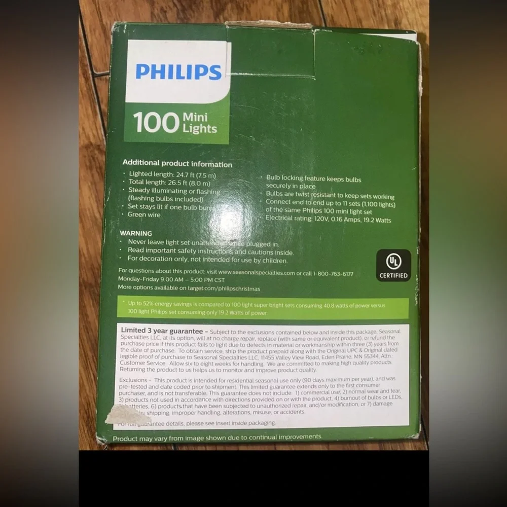 Philips 100ct Christmas Incandescent Mini String Lights RED Indoor/Outdoor, 161